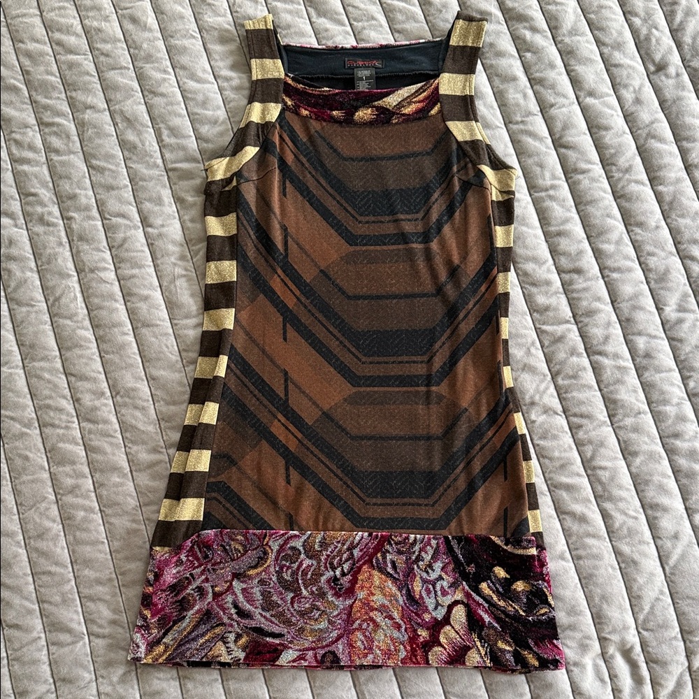 Vintage Custo Barcelona Multimedia Striped Mini Tank Dress
